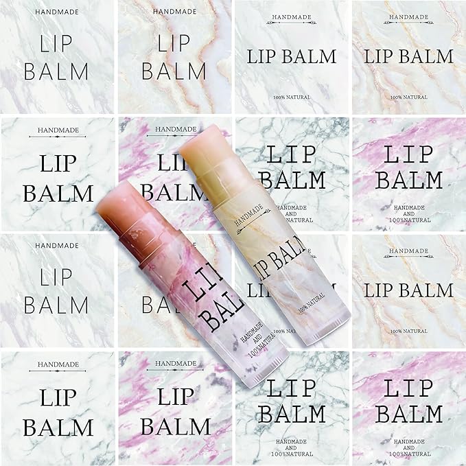 CRASPIRE Lip Balm Labels 80pcs Homemade Lip Balm Labels 2” Clear Lip Balm Labels for Tubes Printable Waterproof Lip Balm Stickers Labels for Lip Balm Handcream Candle Container（Marble Pattern）-BrightBean Baby
