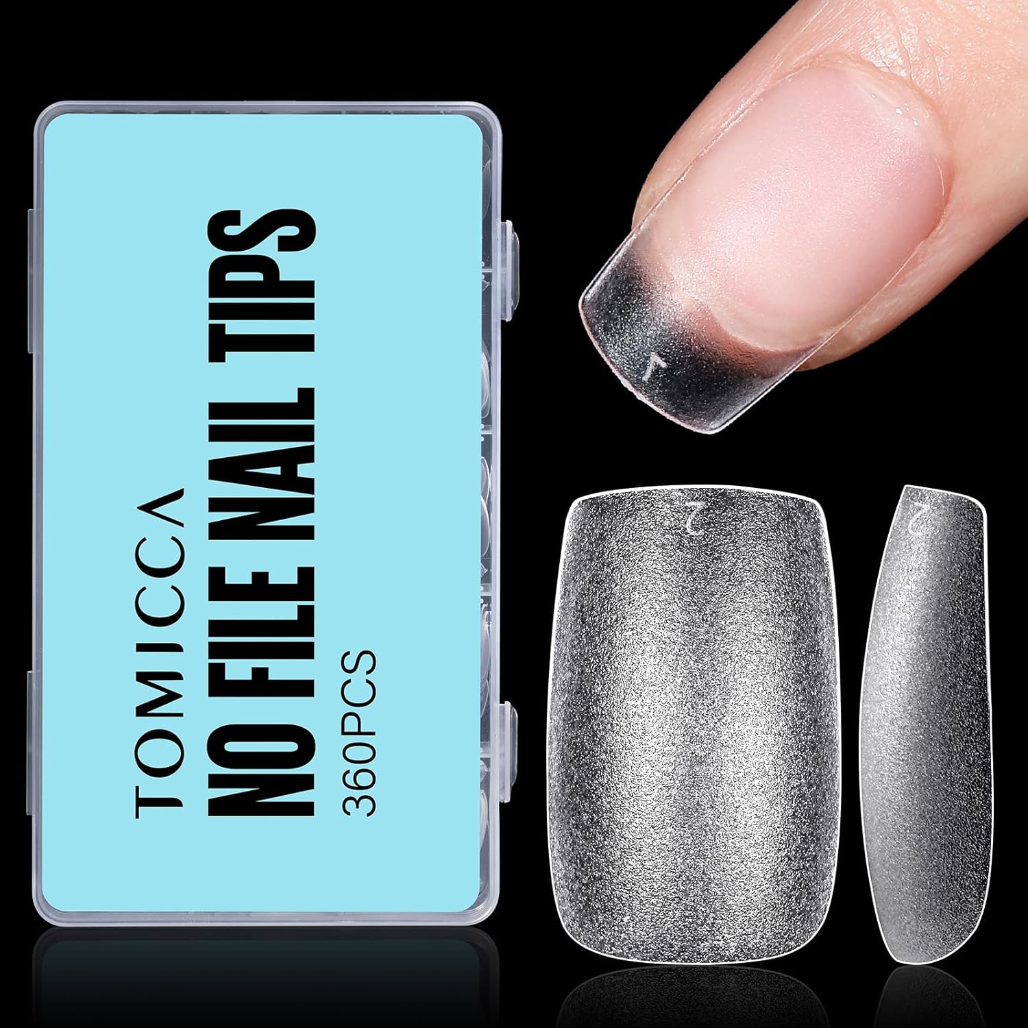 TOMICCA Short Square Gel Nail Tips, 15 Sizes No File Square Tips Full Cover, 360Pcs Soft Fake Acrylic Nails for Home DIY Nail Salon Manicure-BrightBean Baby