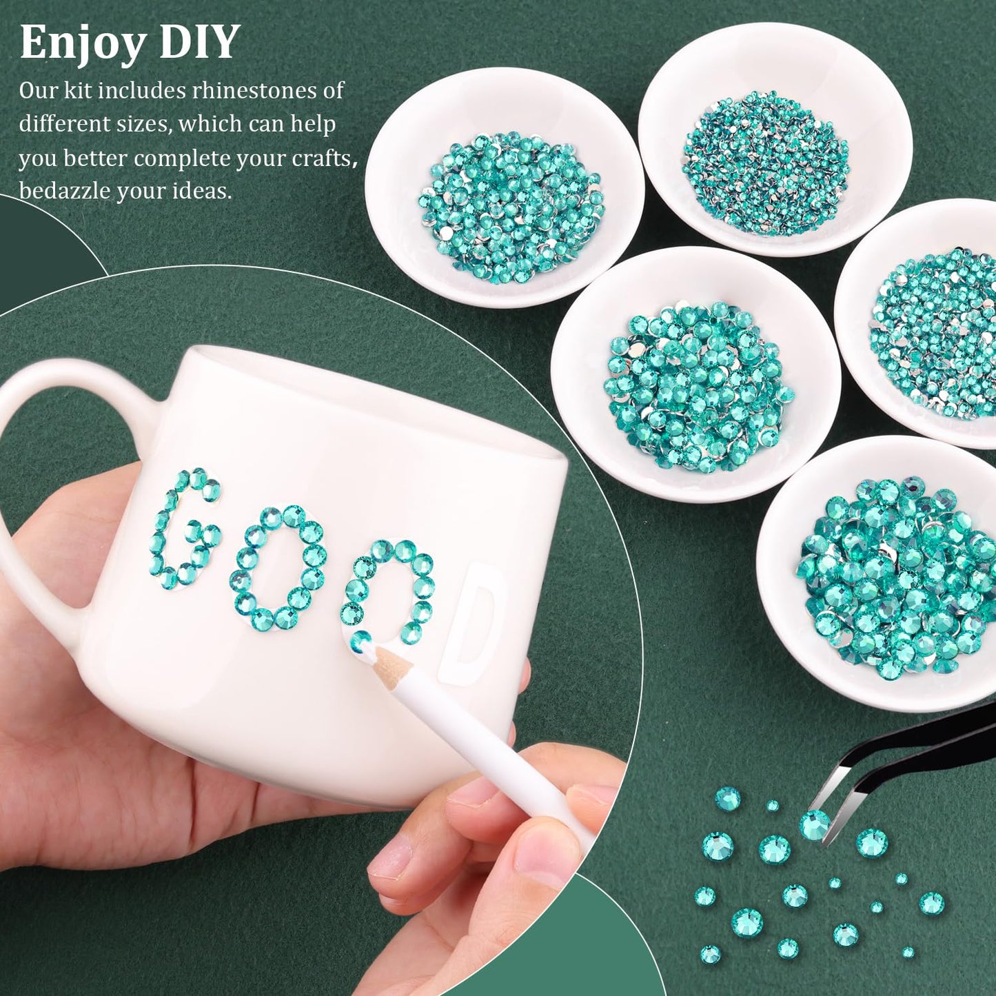 Resin Rhinestones for Crafting with B7000 Jewelry Glue, 2 Boxes Aquamarine Flatback Crystals with 3Pcs 10ml Glue for Bedazzling Crafts DIY Nail Art Makeup, Gems for Clothing Shoes-BrightBean Baby