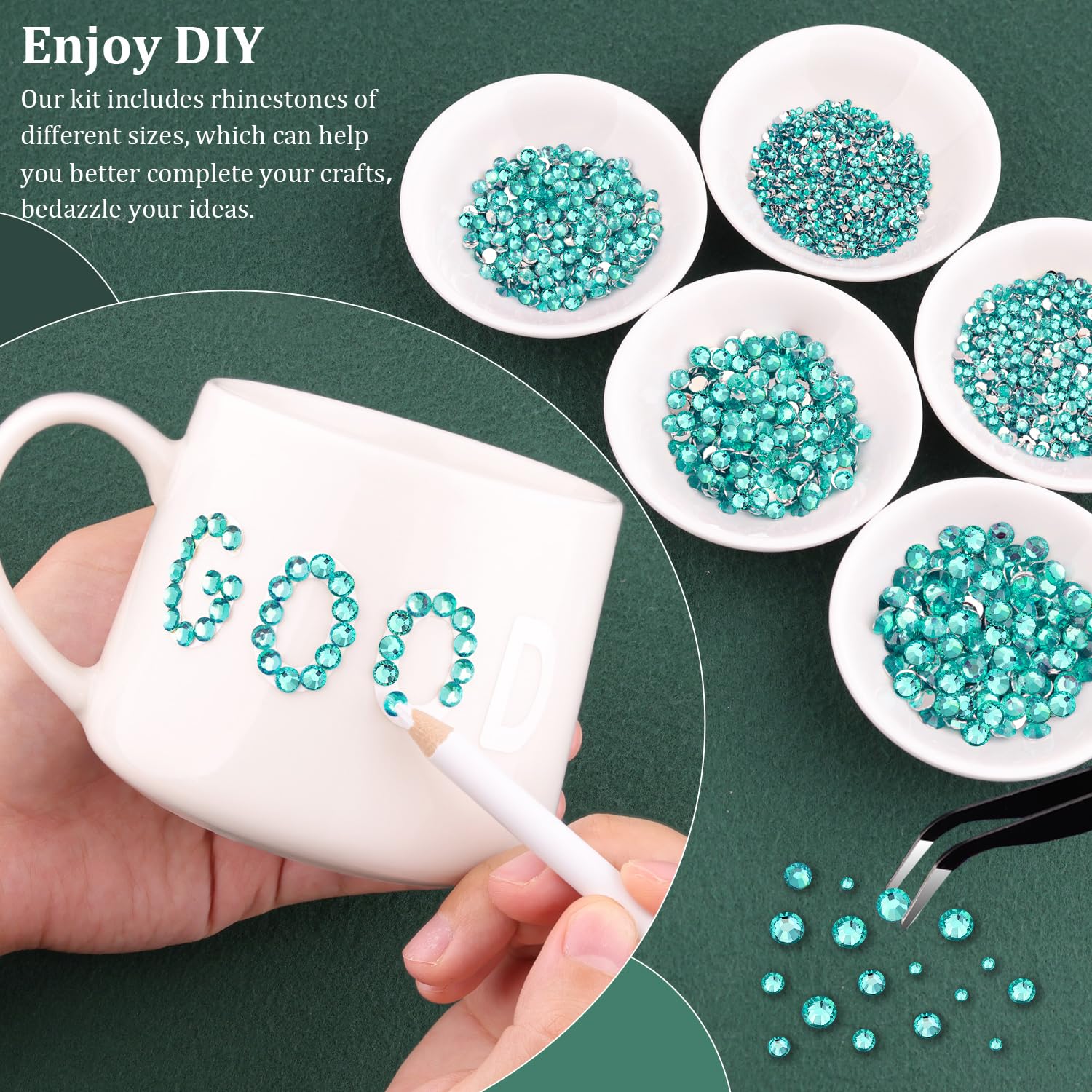 Resin Rhinestones for Crafting with B7000 Jewelry Glue, 2 Boxes Aquamarine Flatback Crystals with 3Pcs 10ml Glue for Bedazzling Crafts DIY Nail Art Makeup, Gems for Clothing Shoes-BrightBean Baby
