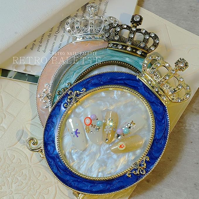 3 Pcs Nail Art Palette, Nail Art Painting Mixed Color Palettes Crown Nail Holder Retro Nail Art Display Board, Nail Art Display Tools Photography Props-BrightBean Baby