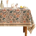 ISAENNE Designer Boho Floral Long Rectangle Tablecloth,Linen Lotus Flower Pattern Colorful Indoor Table Cloth,Durable Decor Tablecloths for Dining Thanksgiving Kitchen Christmas,63"*94"-Hazel A