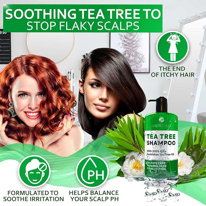 Tea Tree Oil Shampoo - Sulfate and Paraben Free with Collagen Keratin - Ideal for Women and Men with Oily Hair and Scalp Buildup - Anti Dandruff Treatment for Itchy, Dry Scalps – Salon Grade Products-BrightBean Baby