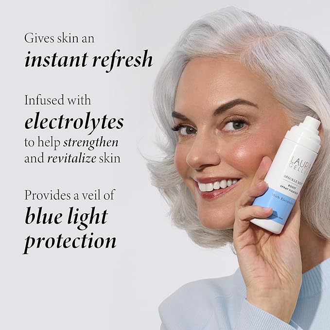 LAURA GELLER NEW YORK Spackle Mist Boost Setting Spray with Electrolytes - Long-Lasting Makeup Spray with Blue Light Protection - Dewy Skin Makeup Setting Spray-BrightBean Baby