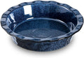 vicrays Ceramic Pie Pan for Baking - 9 inch Pie Plate, Round, Fluted and Deep Pie Dish for Tart, Pizza, Apple Pie, Quiche, Pot Pies, Cake - Reactive Glaze (Starry Blue)
