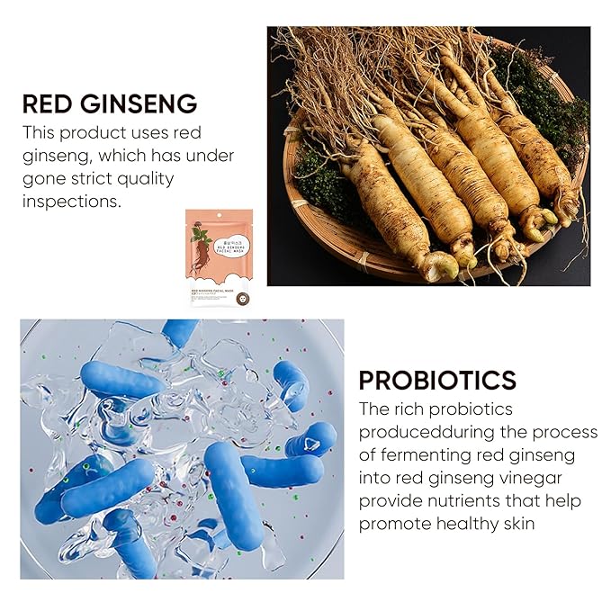 10Pack Sheet Face Masks Skincare for All Skin Types, Moisturizing Hydrating Face Masks Suitable for Sensitive Skin, Red Ginseng Face Masks for Wrinkles, Fine-Lines, Firmness and Elasticity-BrightBean Baby
