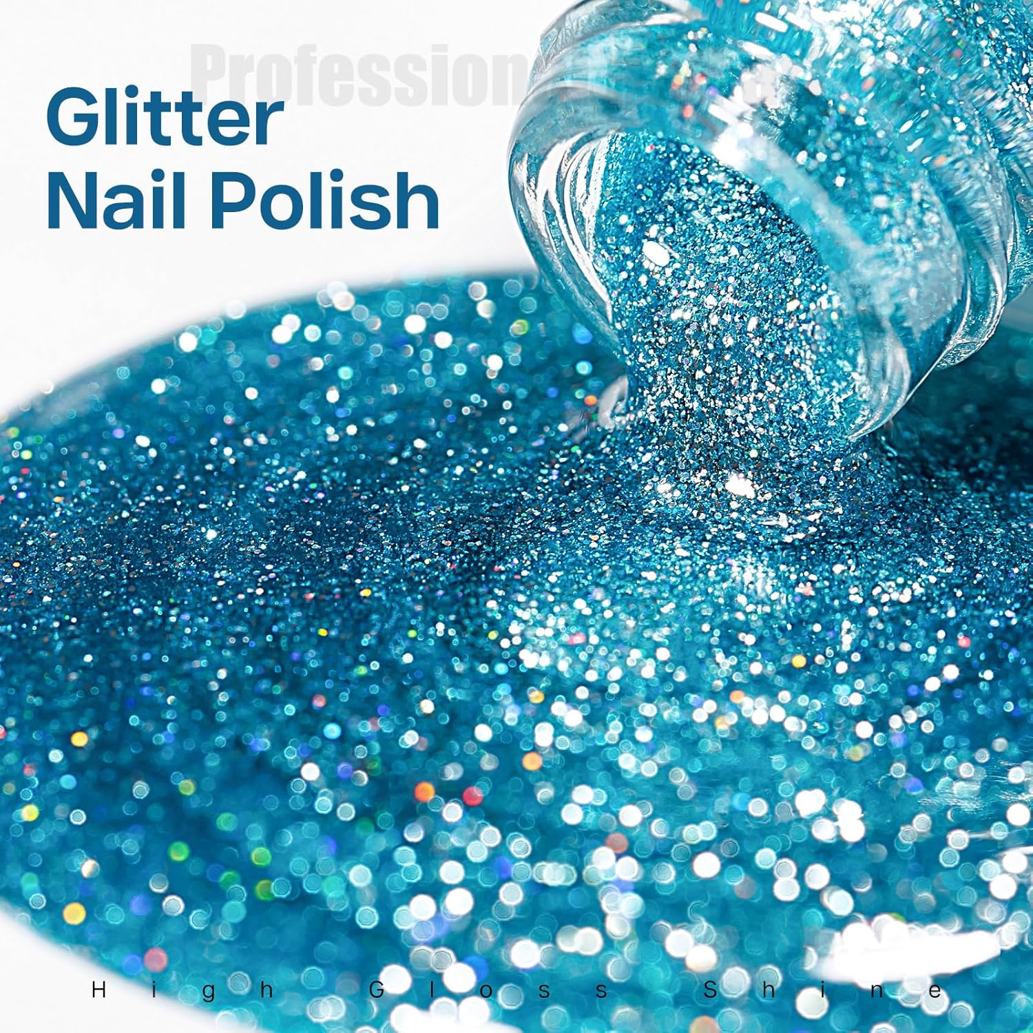 MIZHSE Quick Dry Glitter Blue Nail Polish, Fast Drying Nail Polish, 15ml High Glossy Sparkly Shiny Shimmer Nail Lacquer Nail Art Salon Manicure Home-BrightBean Baby