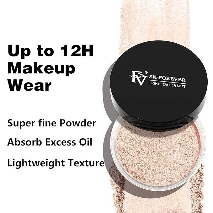 FV Baking Powder, Lightweight Loose Smooth Nature Setting Powder Highlighter Poreless Longwearing Matte Waterproof Oil Absorb Makeup Powder for Setting with No Flashback 0.35oz(10g)-BrightBean Baby