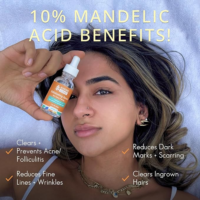 Face & Body Clearing Serum, Level 1- for acne, folliculitis, aging skin, ingrown hairs, dark spots - face, chest, butt, back, thighs, arms - mandelic acid - 1 fl oz-BrightBean Baby
