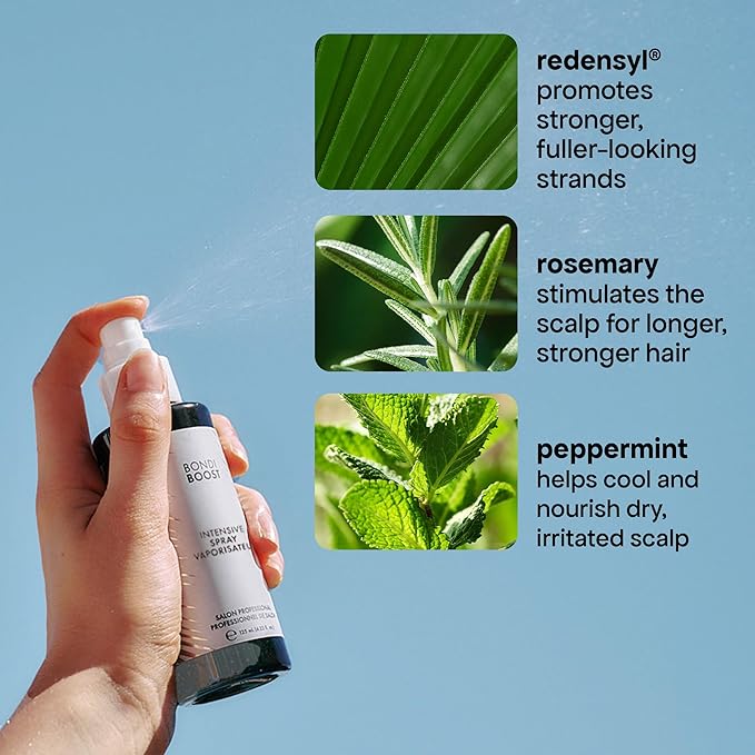 BONDIBOOST Intensive Thickening Spray [4.23 fl oz], Daily Leave In Hair Treatment to Reduce Hair Loss, Lightweight Mist for Thinning Hair + Density for Men & Women, Rosemary & Tea Tree Formula-BrightBean Baby