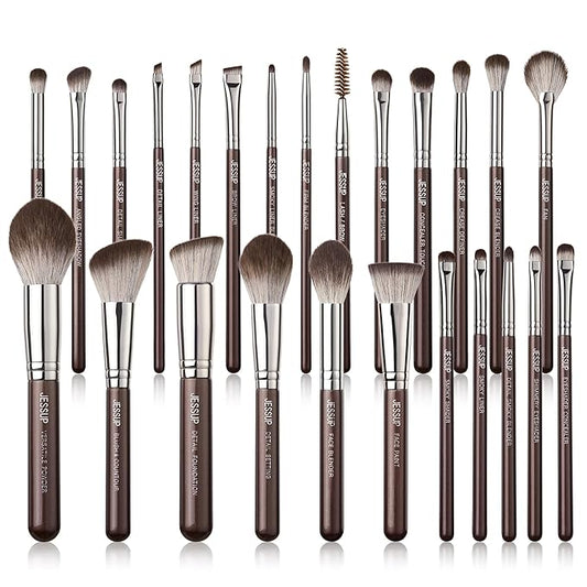 Jessup Makeup Brushes Set Professional 25pcs Premium Synthetic Make up Brushes for Foundation Eyeshadow Blending Concealer Blush Contour Bronzer Eyeliner Eyebrow, Shimmer Brown T511-BrightBean Baby