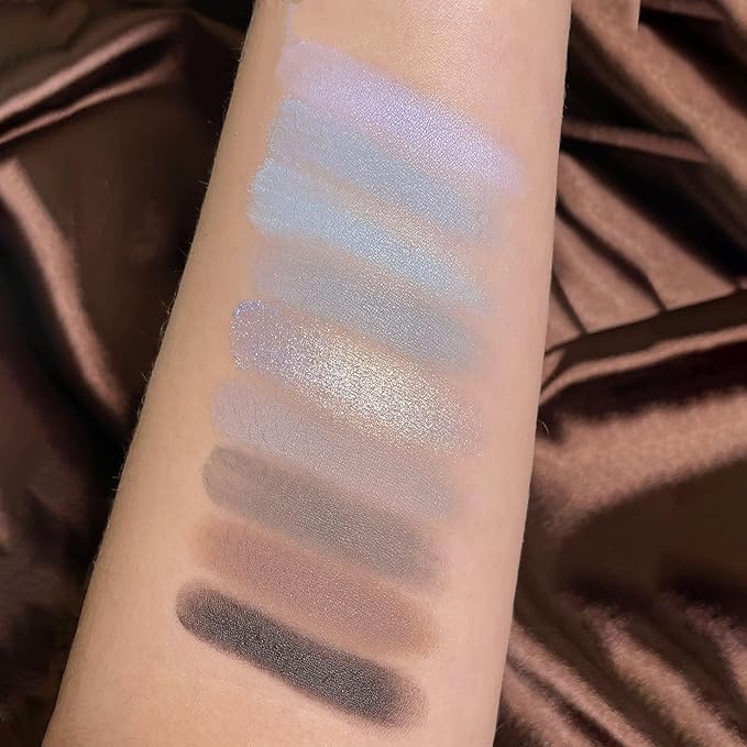 Erinde 9 Colors Eyeshadow Palette, Matte Shimmer Glitter Eye Shadow Palette Makeup, Highly Pigmented Long Lasting Waterproof, Natural Neutral Nude Eyeshadow Make Up Pallet, Blue-BrightBean Baby