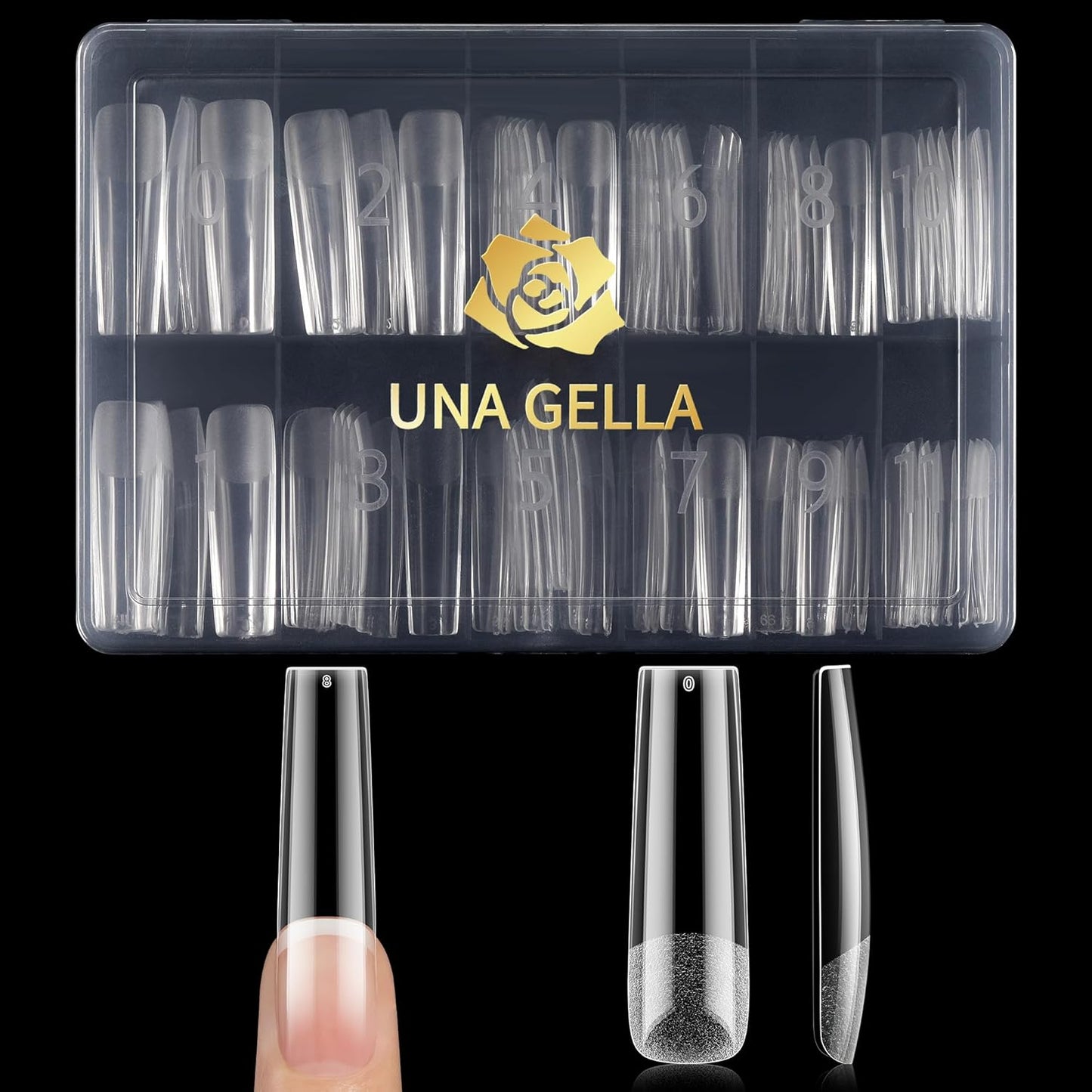 UNA GELLA Extra Long Tapered Sqaure Nail Tips, No C Curve Pre-file 120Pcs Square Press on Nails XXL Long Square Gel Nail Tips Full Cover Acrylic Straight for Nails Extension Art DIY Salon 12 Sizes-BrightBean Baby