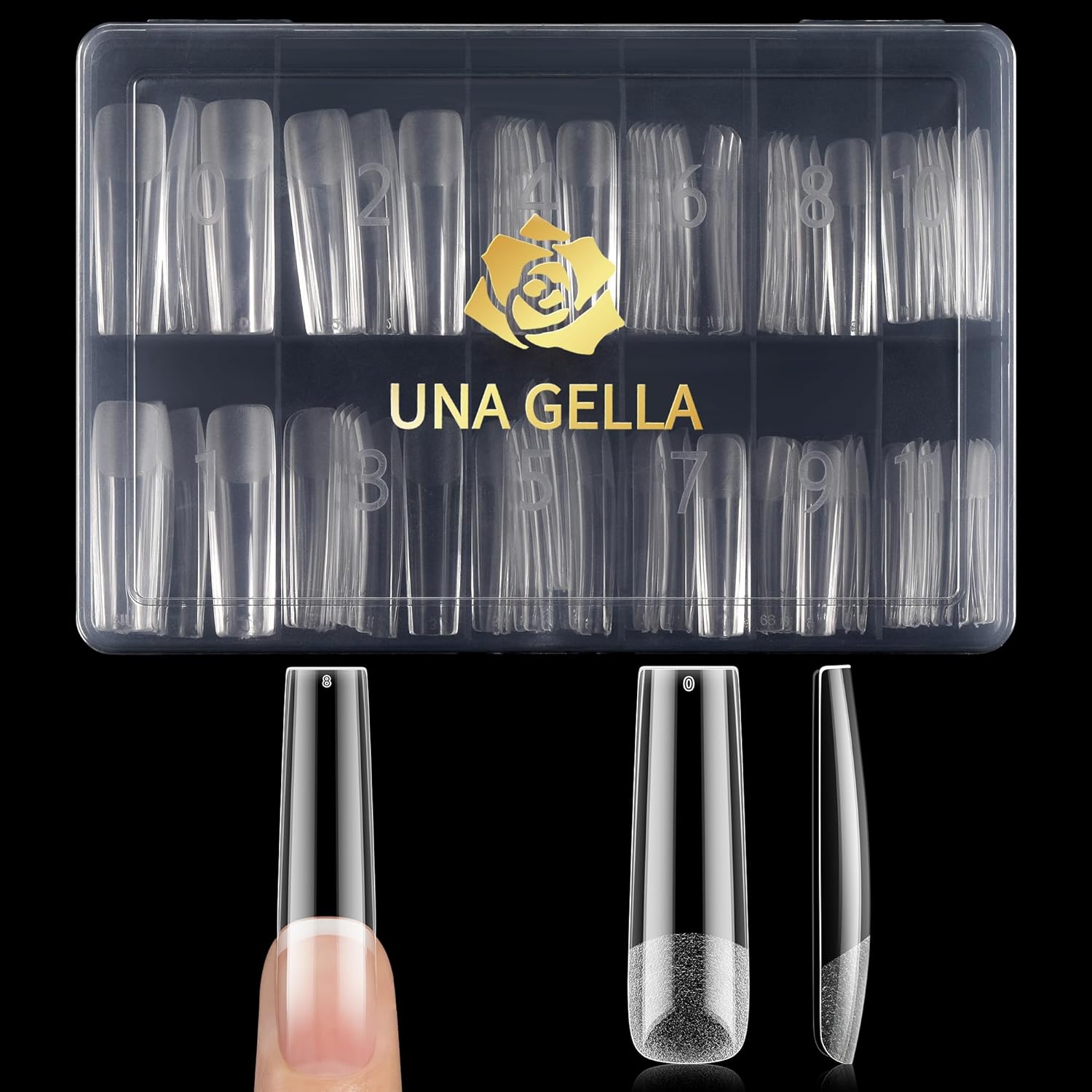 UNA GELLA Extra Long Tapered Sqaure Nail Tips, No C Curve Pre-file 120Pcs Square Press on Nails XXL Long Square Gel Nail Tips Full Cover Acrylic Straight for Nails Extension Art DIY Salon 12 Sizes-BrightBean Baby