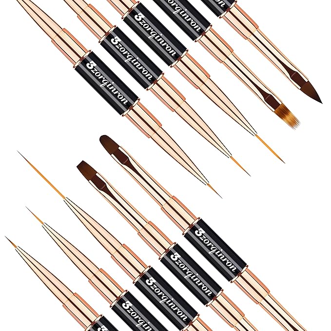 Nail Art Bushes Set, Professional 5Pcs Double-Ended Nail Brush Kit for Details, Long Lines, Ombre & 3D Design-Perfect for DIY Manicures & Salons (Black)-BrightBean Baby