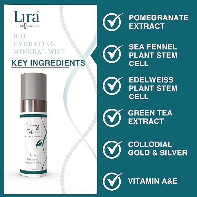 Lira Clinical BIO Hydrating Mineral Mist - Face Mist Hydrating Spray with Plant Stem Cells - Calming & Glowing Facial Mist - 2 Ounce-BrightBean Baby