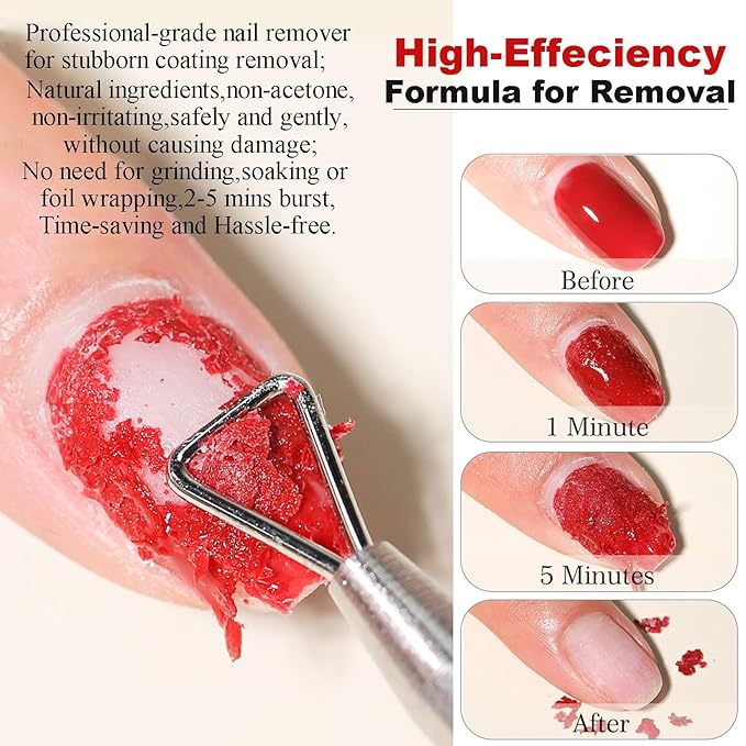 2PCs Gel Nail Polish Remover - 30ML,Fast & Easy, with Roller Cuticle Oil, No Need to Wrap and Soak, Remove Gel Polish in 2-5 Minutes at Home, No Damage to Nails, with Cuticle Pusher Tool,Nail File-BrightBean Baby