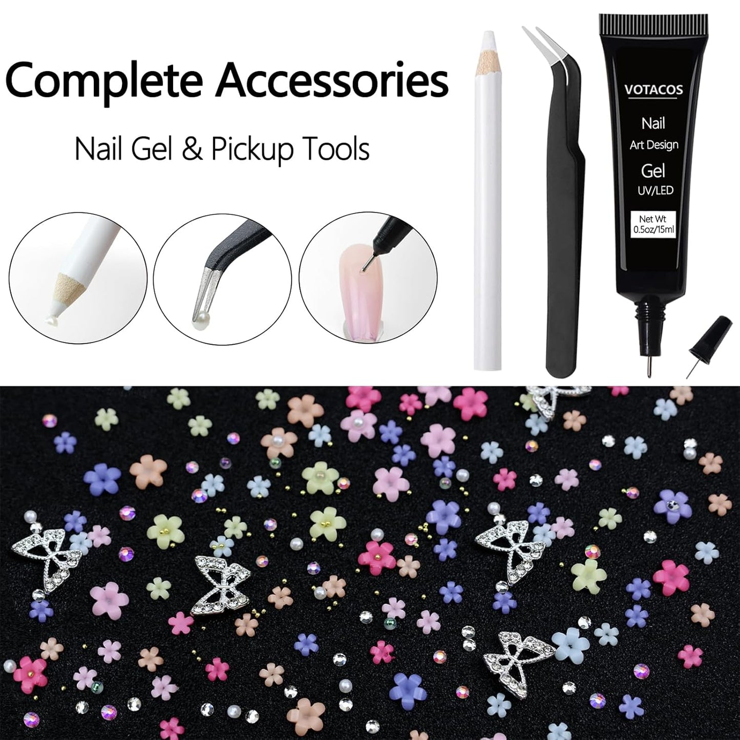 Nail Charms Rhinestones Colorful Nail Art Gems with Glue Gel Flatback Pearls Supplies Luxurious Crystal AB Rhinestones Nails Accessories Jewelry Pearls for Women Nails DIY Design-BrightBean Baby