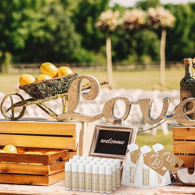 50 Set Thank You Lip Balm Bulk Small Natural Moisturizing Mini Lip Balm with Bag and Card for Baby Wedding Bridal Shower Thank You Favors-BrightBean Baby