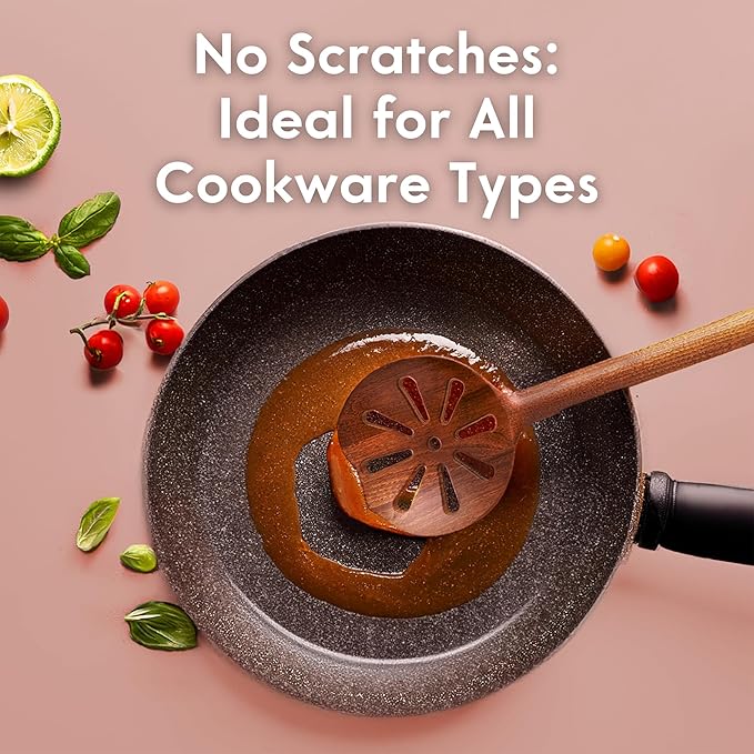 Non-Toxic Wooden Spoons for Cooking– 7-Piece Kitchen Utensils Set, Glue-Free & One-Piece Cooking Utensils, Natural Wooden Utensil Set with Plant-Based Finish, Free of Forever Chemicals