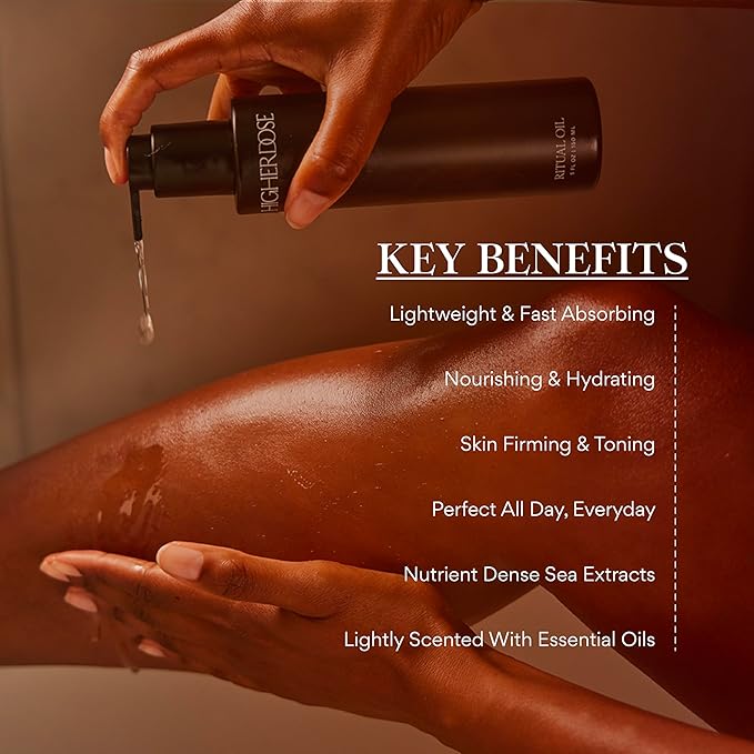 HigherDOSE Ritual Oil - Ayurvedic Daily Nourishing Body Oil for Dry Skin - Moisturizing Body Oil Enriched with Sea Buckthorn & Essential Oils to Deliver Nourished, Toned & Glowing Skin (5 Fl Oz)-BrightBean Baby