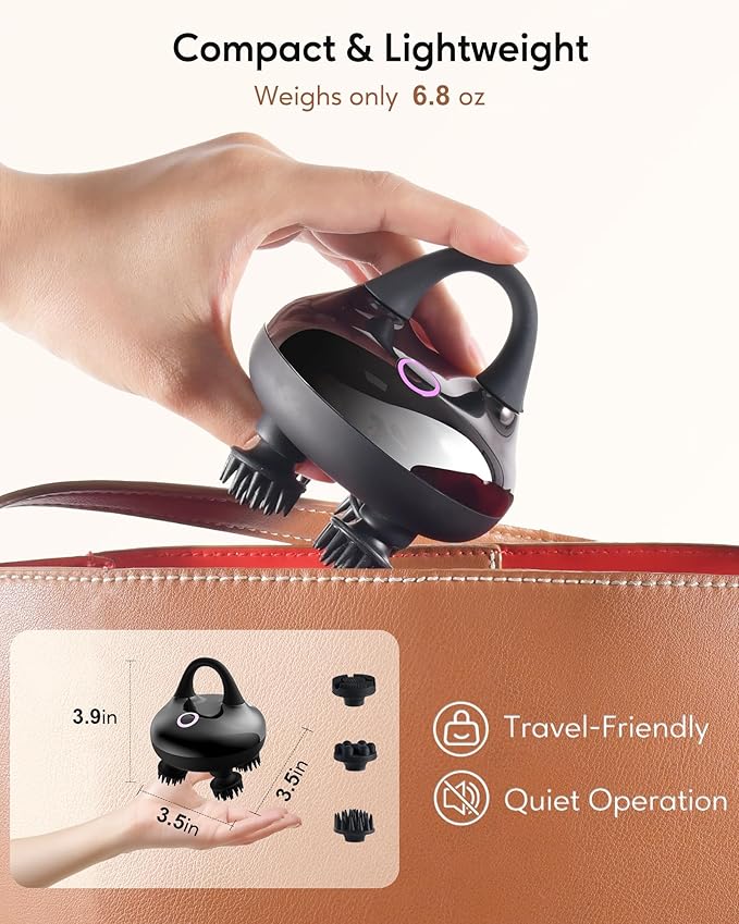 arboleaf Electric Scalp Massager Kneading Head Massager Scalp Stress Relax, Portable 6 in 1 Hair Massage with 12 Removable Massage Claws, Recharagable Head Stratcher, Gift for Mom Dad-BrightBean Baby