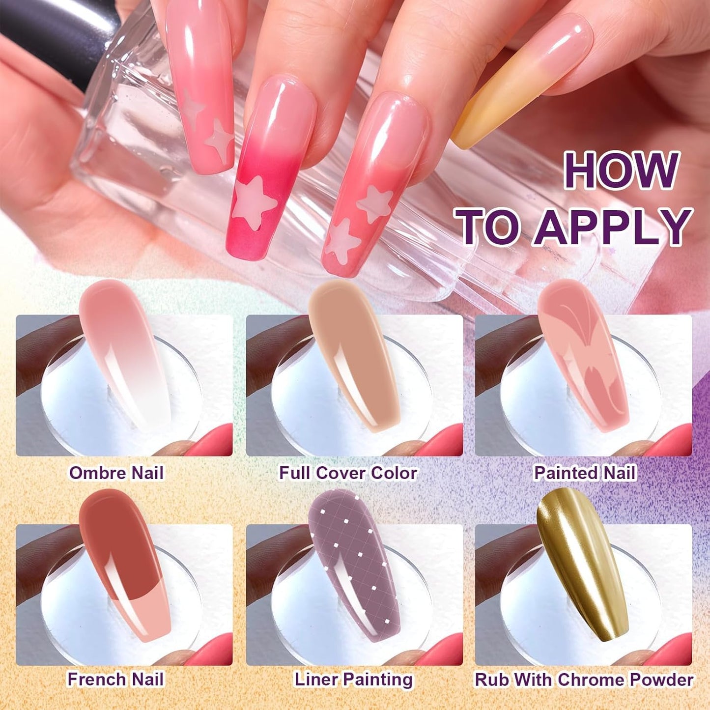 Gradient Painting Gel, 9 Colors Ombre Gel Nail Polish for Pigment Pat Nails Aura Nails French Manicure Soak Off UV Long-lasting Home Salon DIY Nail Art Monet’s Garden-BrightBean Baby