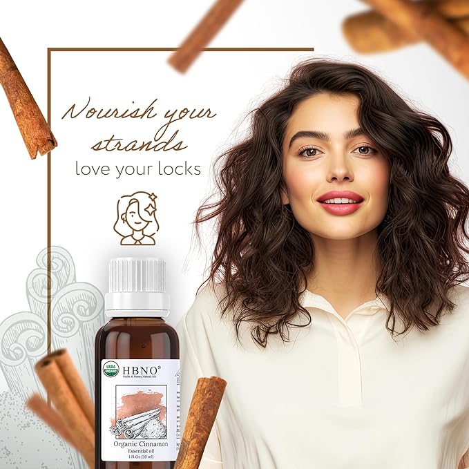 HBNO Organic Cinnamon Leaf Essential Oil - 1 oz (30ml) Travel Size - USDA Certified Organic Cinnamon Essential Oil, Perfect for Aromatherapy, Soap Making, DIY, Fragrances, Diffuser.-BrightBean Baby