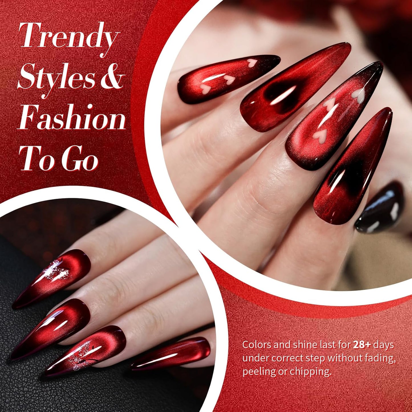 Born Pretty Red Cat Magnetic Gel Nail Polish, Black Red Glass Gel Polish Halloween Cat Magnetic Nail Polish Nail Art Manicure Salon DIY at Home 15ML-BrightBean Baby