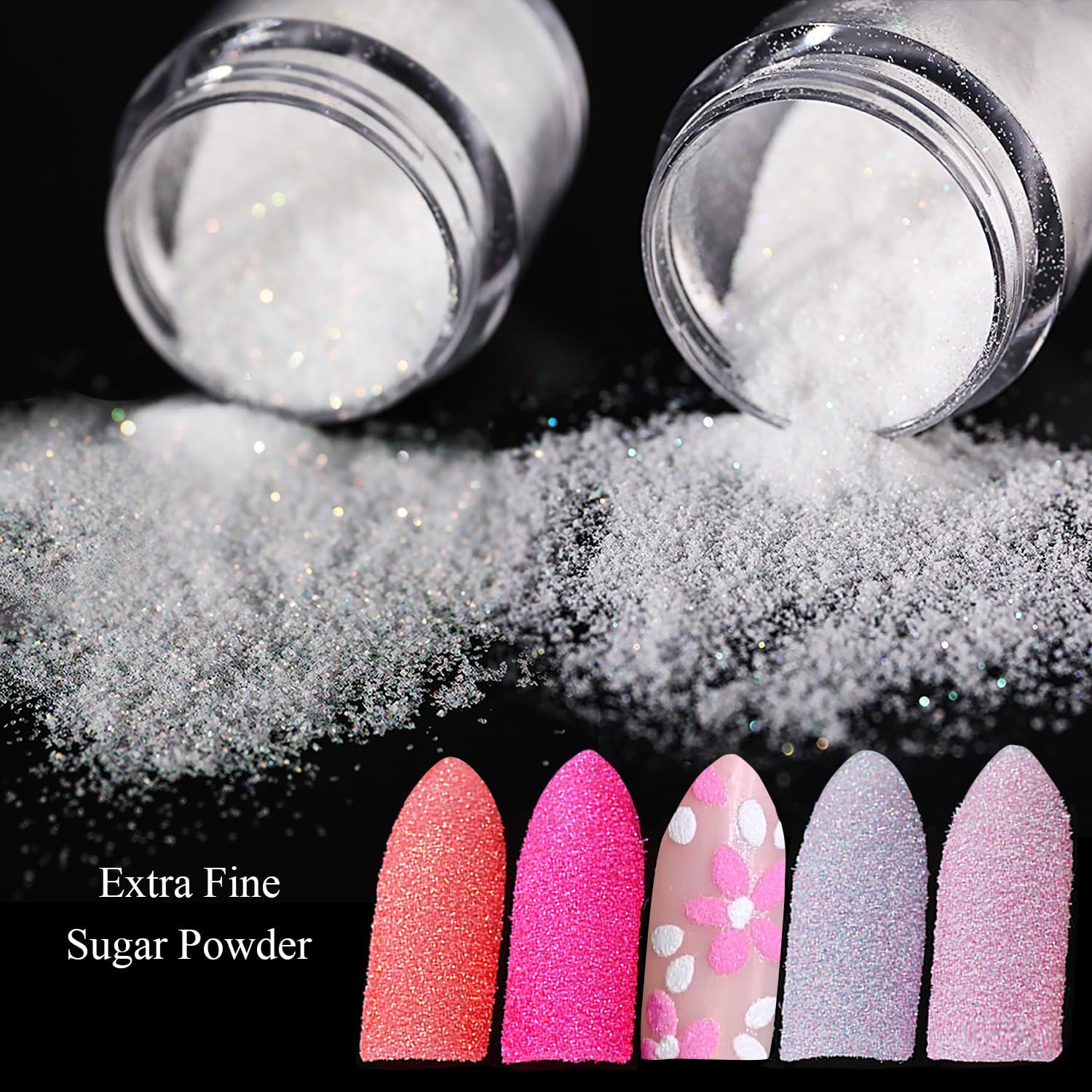 Chrome Nail Powder Set 12 Colors Gold Silver Bronze Chrome Powder for Nails Metallic Nail Glitter Red Green Blue Mirror Rub Pigment with 2PCS Extra Fine White Sugar Powder Nail Design-BrightBean Baby