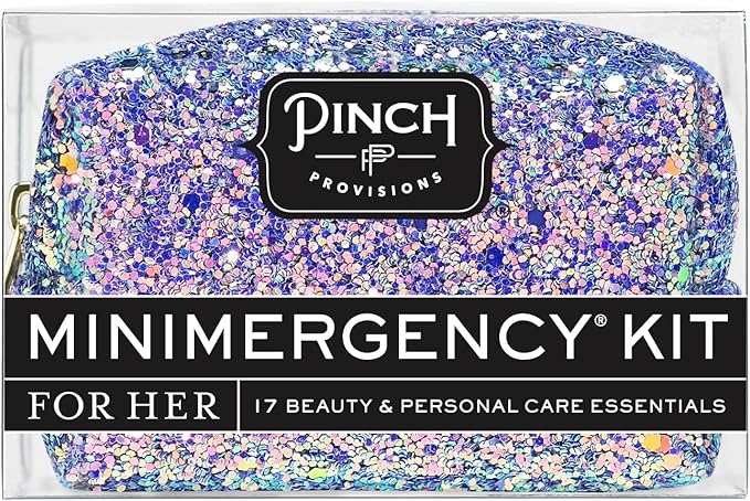 Pinch Provisions Mermaid Glitter Minimergency Kit, includes 17 Travel-Sized Cosmetic Essentials, Convenient for Purses, Emergency Beauty Accessories, Gifts for Holiday’s & Birthday’s-BrightBean Baby