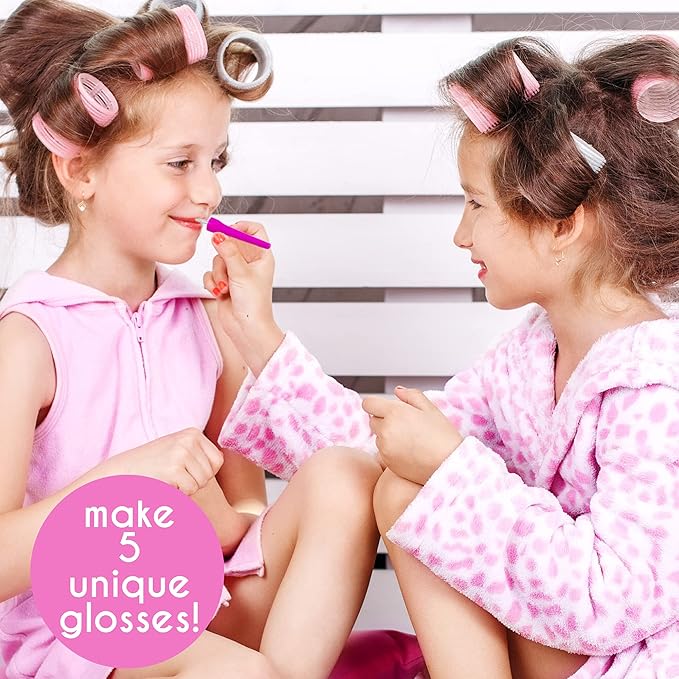 Just My Style Shimmer Pop Lip Gloss, Create 5 Lollipop-Shaped Lip Glosses, Includes Funnel, Empty Lip Gloss Containers, Sweet Lip Gloss Base, Body Glitter & More, DIY Lip Gloss, Multi (208316J)-BrightBean Baby