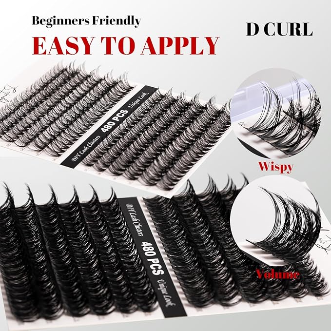 Lash Clusters 480 Clusters 60D 80D Thick Eyelash Extension 30D 40D Individual Eyelashes D Curl 11-20mm False Eyelash Multi-Style DIY Lash Extensions for Beginners(30D-80D-D, 11-20MIX)-BrightBean Baby