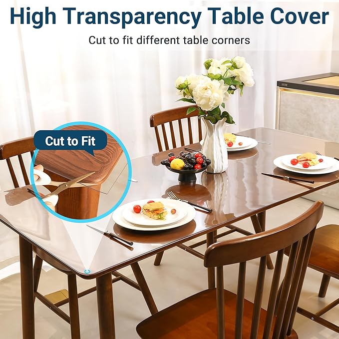 Clear Table Cover Protector Rectangle 40 x 60 Inch, 2.0mm Transparent Plastic Table Protector Waterproof, Anti-Scratch Clear Desk Mat for Office Desktop Dresser Dining Table, FDA Compliant