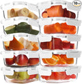 BAYZZ 10 Pack 22 oz Glass Meal Prep Containers, Glass Food Storage Containers with Airtight Lids, BPA-Free, Freezer and Microwave Safe, White