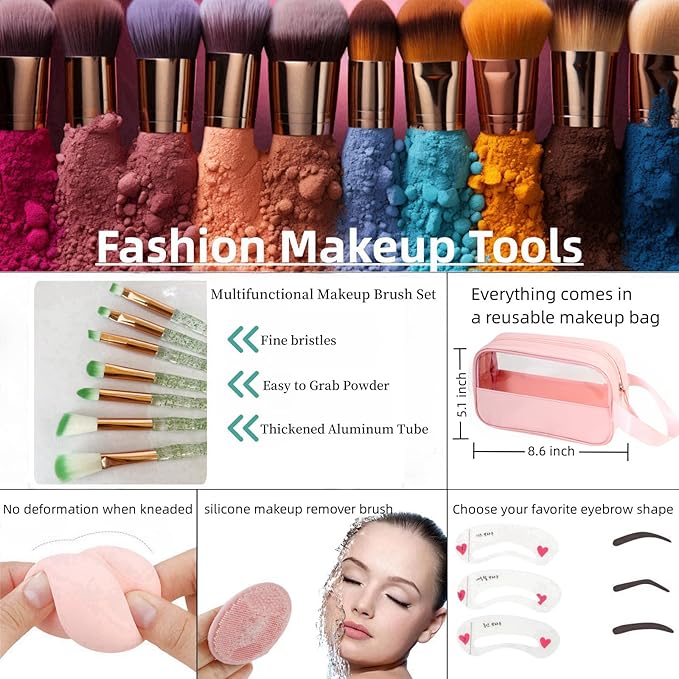 Travel Makeup Kit,Girl Makeup Kit for Girls Ages 8-12,Kids Makeup Sets for Girls 5-8,Makeup Kit for Girls,Makeup Sets For Women Full Kit,Makeup Set for Kids,Suitable for Beginners,Teens-BrightBean Baby