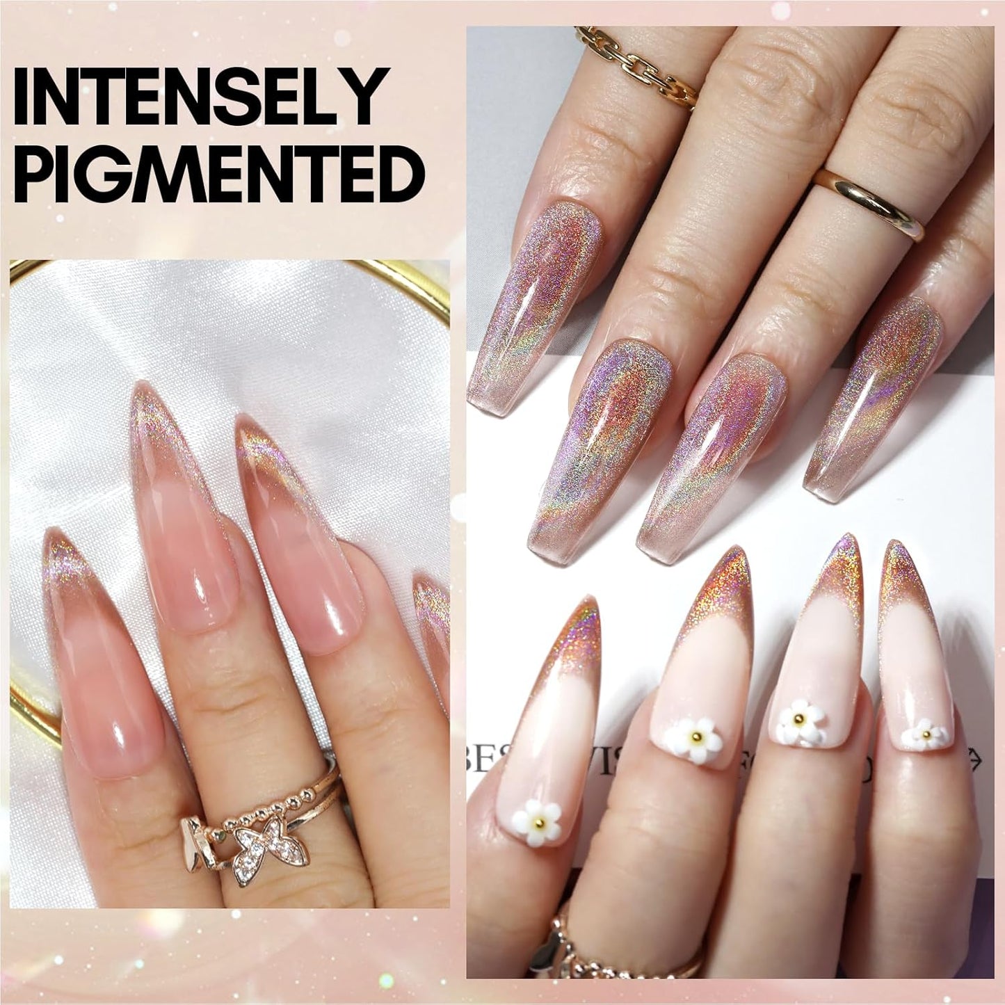 Makartt Cat Eye Gel Nail Polish: Universal Rainbow Holographic Gel Polish Bronze Gaze Sparkly Glitter Unique Magnetic Effect Nail Gels for DIY Nail Art UV LED Soak Off Manicure 10ml-BrightBean Baby