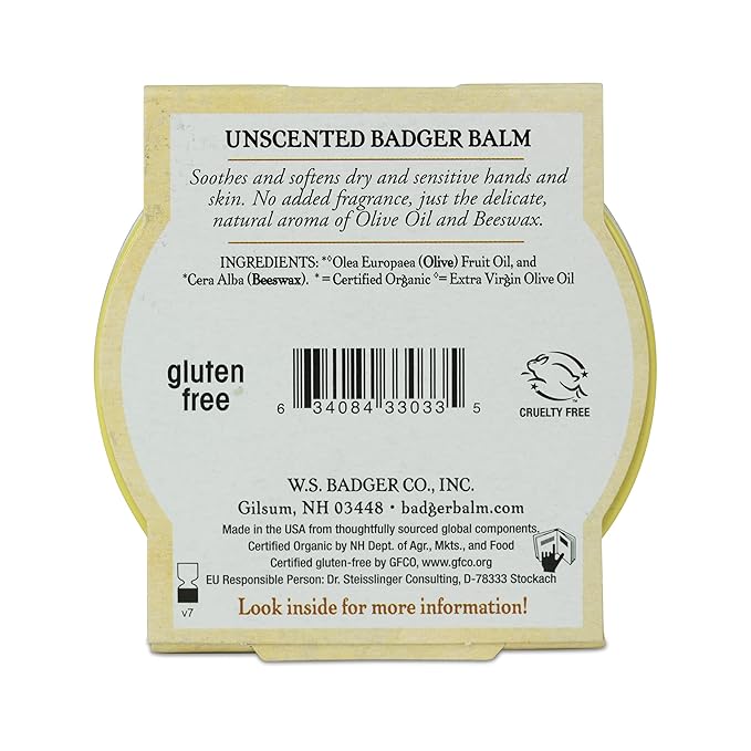 Badger - Unscented Dry Skin Balm, Sensitive Skin Balm, Moisturizing Balm for Dry Cracked Skin, Unscented Balm, Skin Moisturizer Balm, 2 oz (3 Pack)-BrightBean Baby