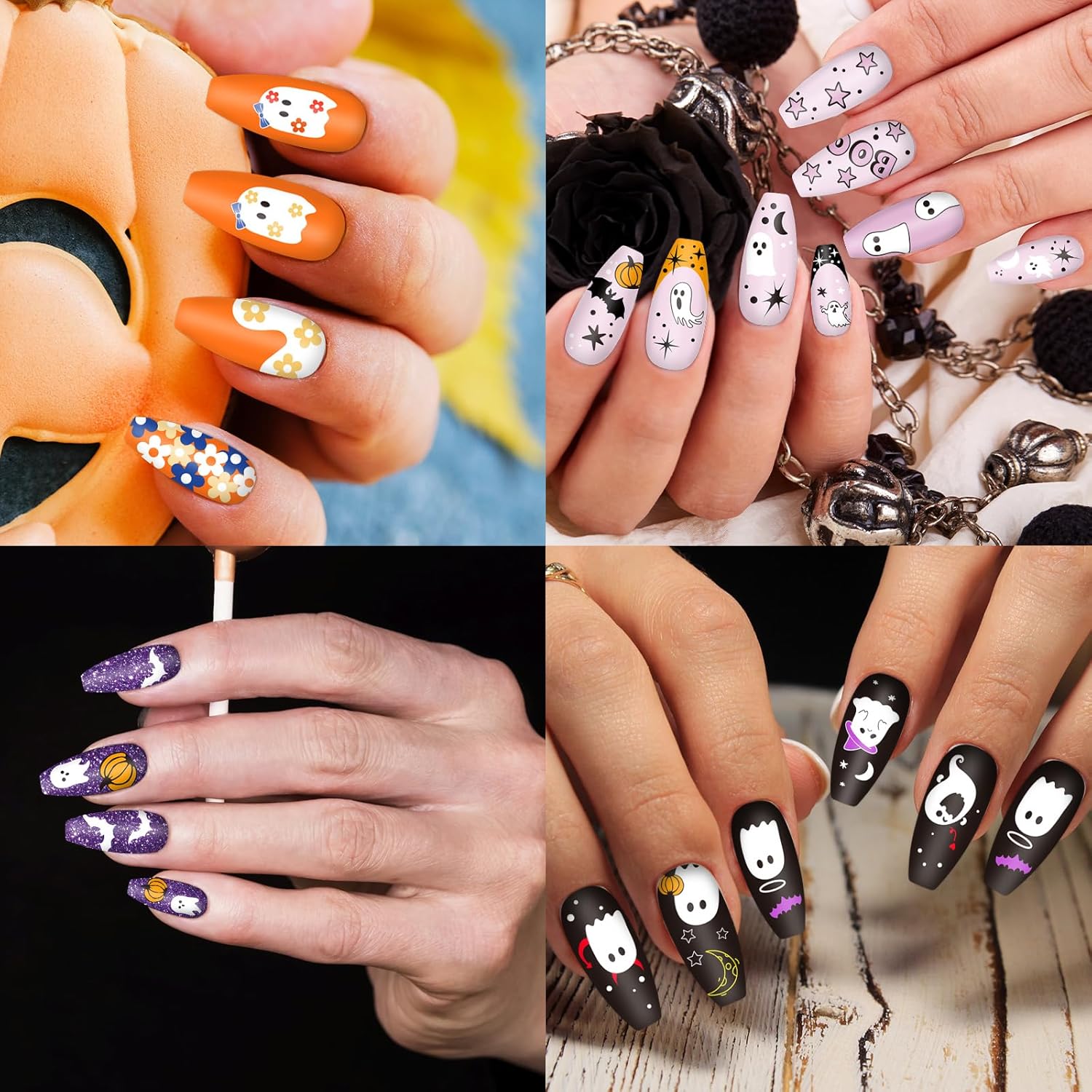 Whaline 6Pcs Halloween Nail Plates Stamping Set Pumpkin Ghost Skull Stamp Templates Nail Art Plates for DIY Print Manicure Salon Design Gift-BrightBean Baby