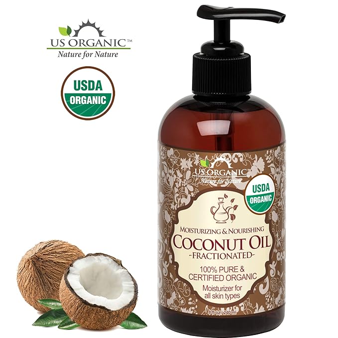 US Organic Fractionated Coconut MCT Oil (Liquid Coconut Oil), USDA Certified Organic, Non-GMO, Perfect for massage, carrier oil for DIY blends, Hair, Skin care. 100% Pure, Hexane-Free (8 oz)-BrightBean Baby