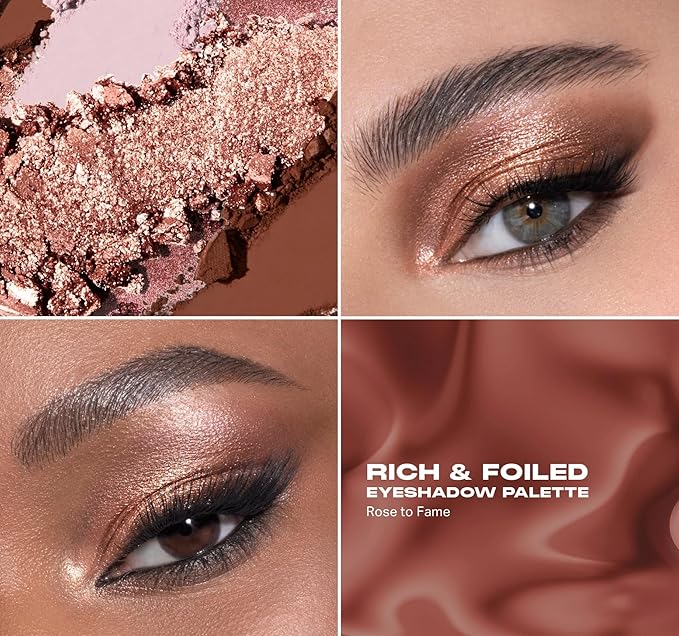 Morphe Rich & Foiled Artistry Palette - Foil-Effect Eyeshadow Palette with Matte, Shimmer & Foil Finishes - Mauve & Pink Eyeshadow with Luminous Payoff - Rose to Fame (0.35 oz)-BrightBean Baby
