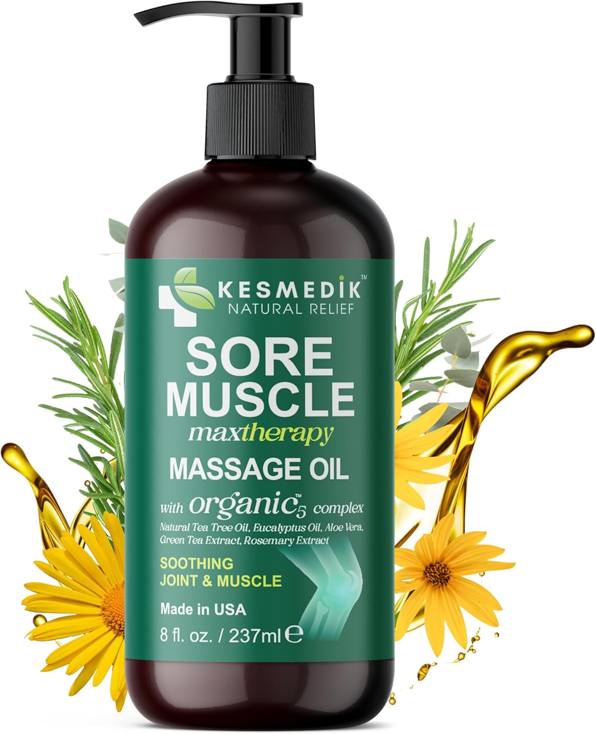 Sore Muscle Massage Oil for Massage Therapy with Arnica, Eucalyptus & Tea Tree Oil Blend for Deep Muscle Relief, Recovery, Softens Skin & Anti-Cellulite Massage for Professional & Home Use.-BrightBean Baby