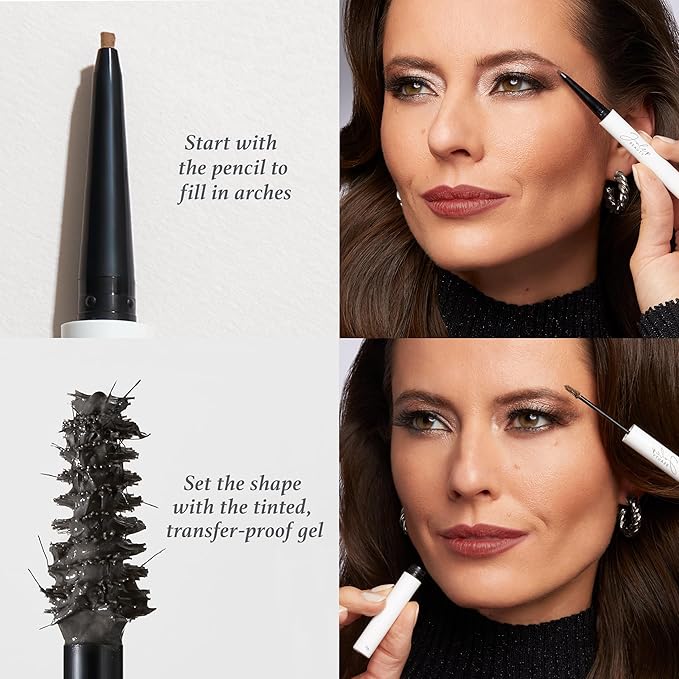 Julep Brow 101 Sculpting Pencil & Tinted Brow Gel Set - Dual-Ended Eyebrow Tool with Brush and Precision Tip - Long-Lasting, Waterproof Formula for Perfectly Defined and Tinted Brows -Dark Brown-BrightBean Baby