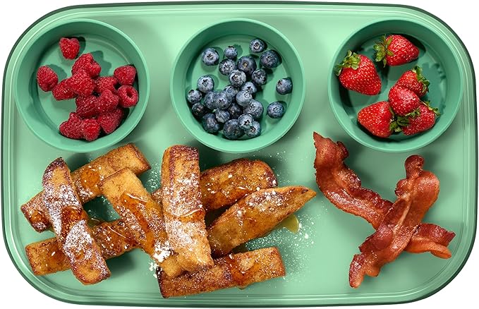 madesmart dipware 3 Bowl Serving Tray, Collapsible & Removable Dip Bowls for Charcuterie, Guacomole, Snacks, Veggies, Premium Dishwasher & Microwave Safe, Multipurpose Plate & Bowl, Sage