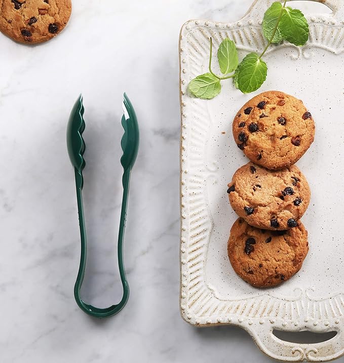 New Star Foodservice 35711 Utility Tong, High Heat Plastic, Scalloped, 6 inch, Set of 12, Green