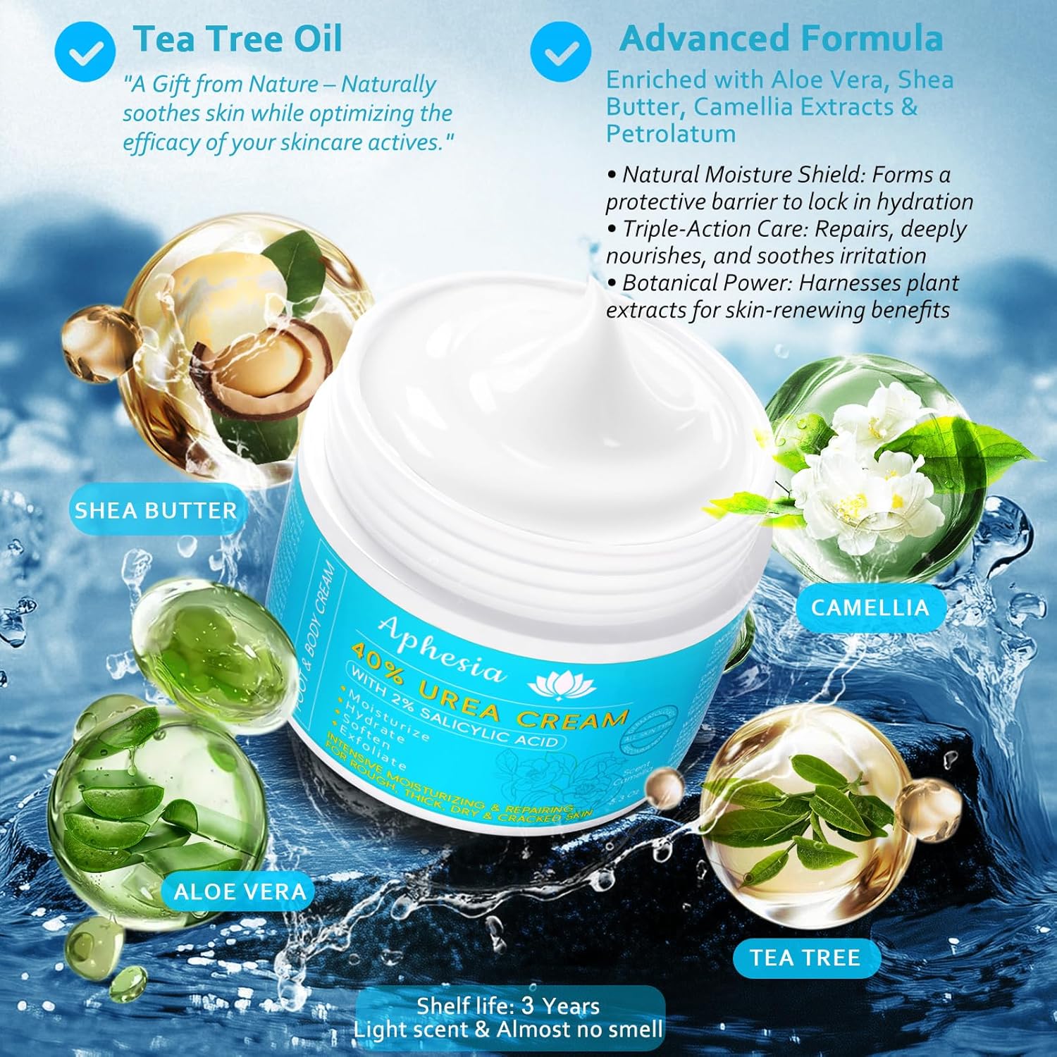 Urea Cream 40 Percent For Feet Maximum Strength - plus Salicylic Acid 2% Foot Cream For Dry Cracked Heels Feet Knees - Dead Skin Cuticle Callus Remover Toenail Softener-BrightBean Baby