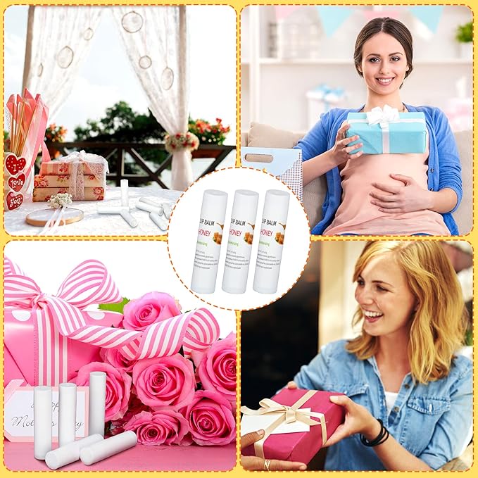 Demissle 150 Pcs Unlabeled Lip Balm Bulk Chapped Stick Blank Mini Lip Balm Gifts Moisturizing Lip Balms Favors for Women Homeless Wedding Bridal Shower Favors Baby Shower Guests Favors(Honey)-BrightBean Baby