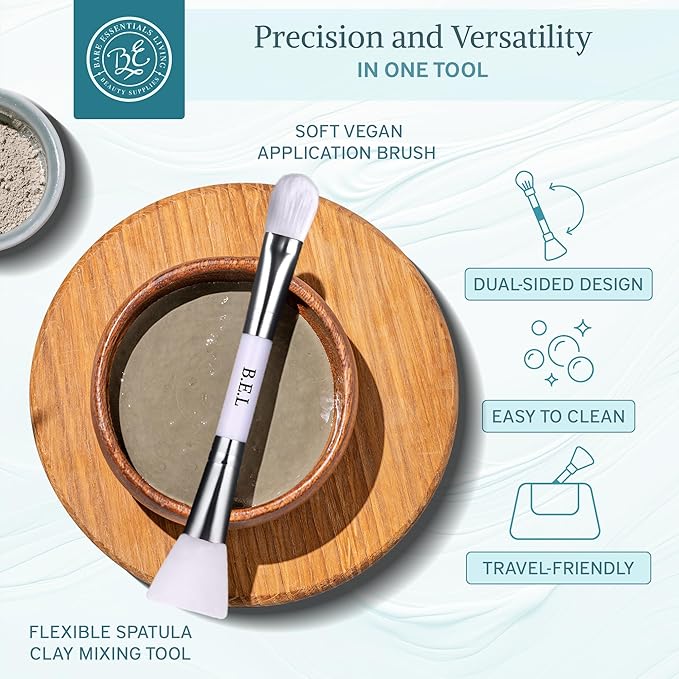 Bare Essentials Living - Clay Face Mask Brush (1 Pack, White) Dual Soft Silicone Face Mask Applicator Brush Tool, Great Facial Essentials, Moisturizer Applicator & Skincare Brush for Facials-BrightBean Baby