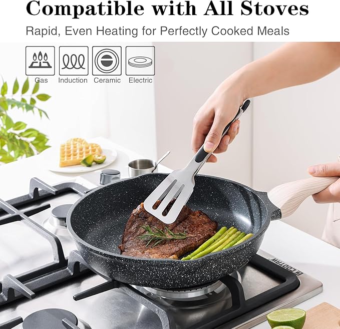 Kordisen Nonstick Frying Pan Set 3 Piece - Healthy Induction Skillet Set 8, 9.5, 11 Inch
