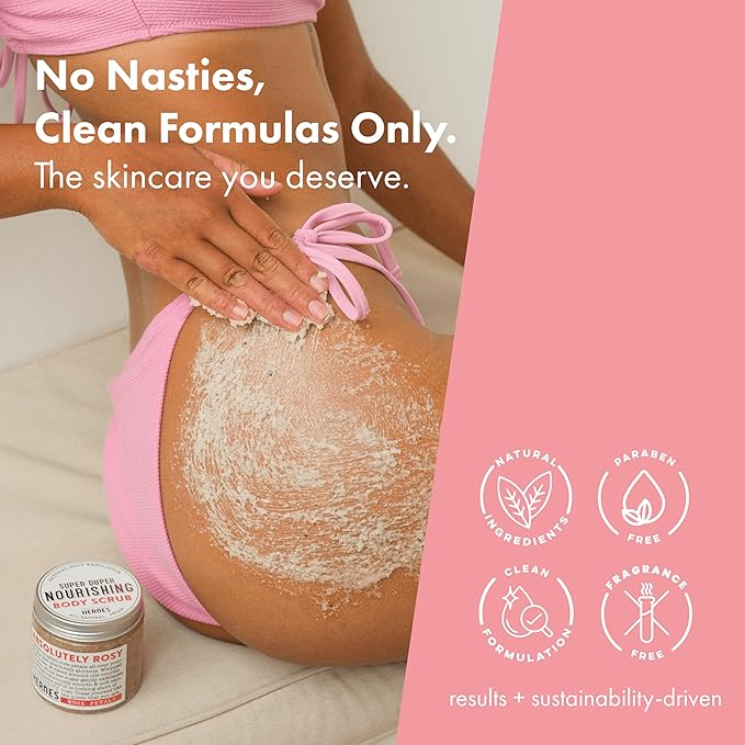 Rose Petal Scrub Foot & Body Exfoliator Infused with Vitamin E and Rose Natural Exfoliating Sugar Body Scrub for Toning Cellulite Skin Care by Handmade Heroes-BrightBean Baby